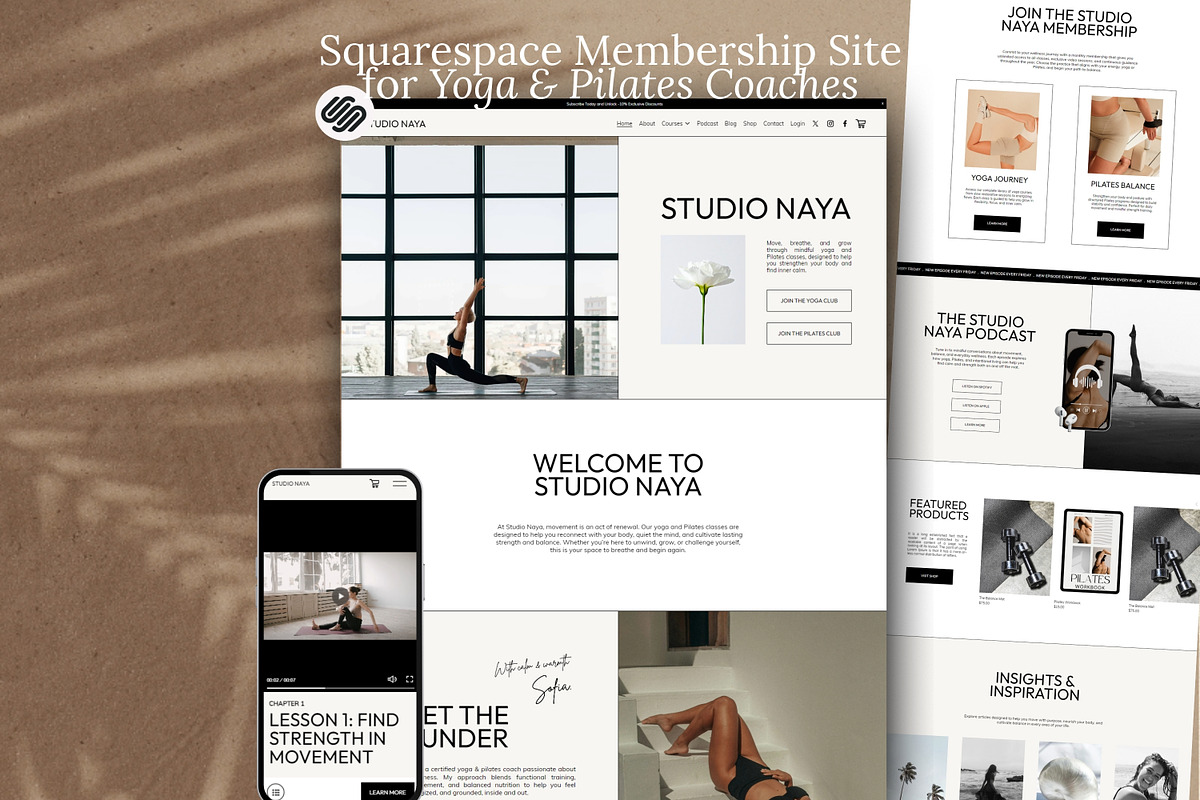 Squarespace Yoga Website Template, a Squarespace Template by Sofia Designs (Photo 1 of 9)