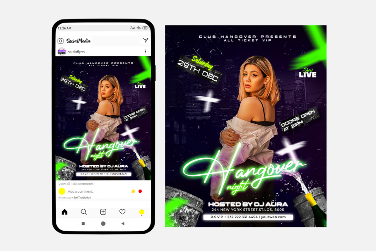 Sunday Vip Night Instagram PSD, a Social Media Template by studioflyers.com (Photo 1 of 2)