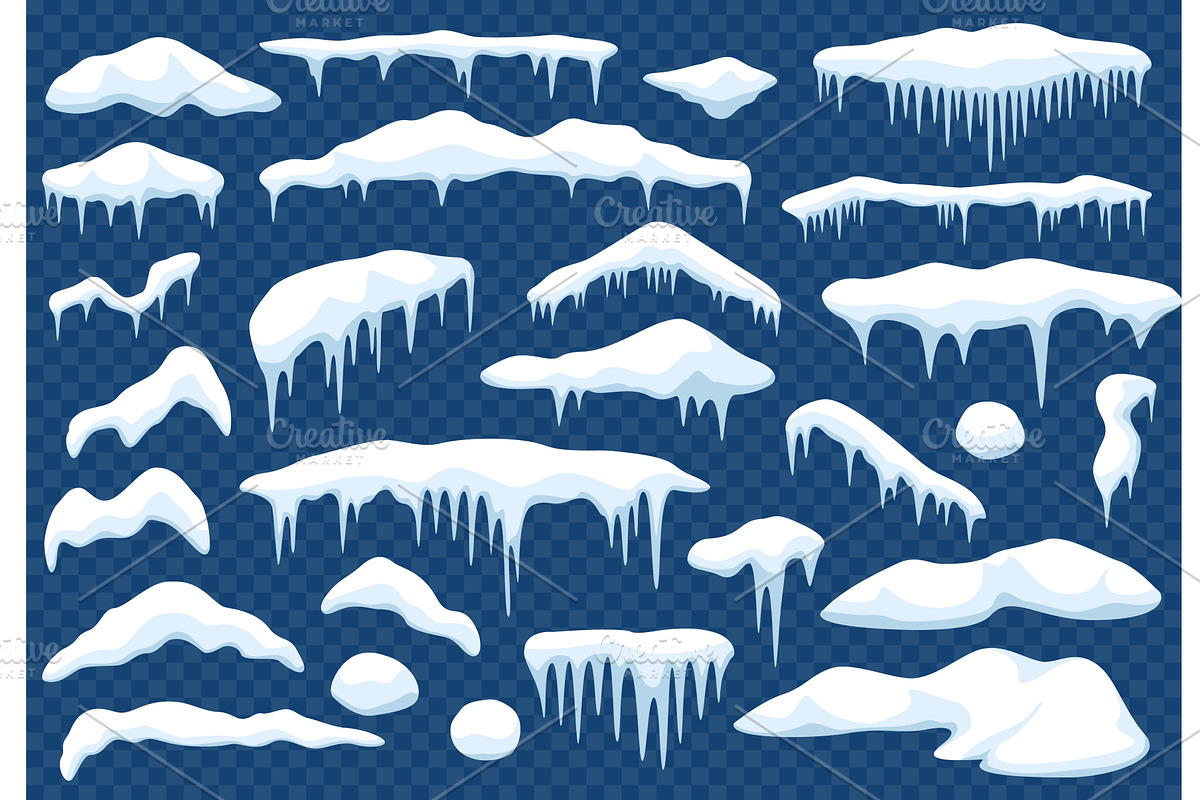 Cartoon snow caps. Snowdrift, pile, an Object Graphic by Frogella