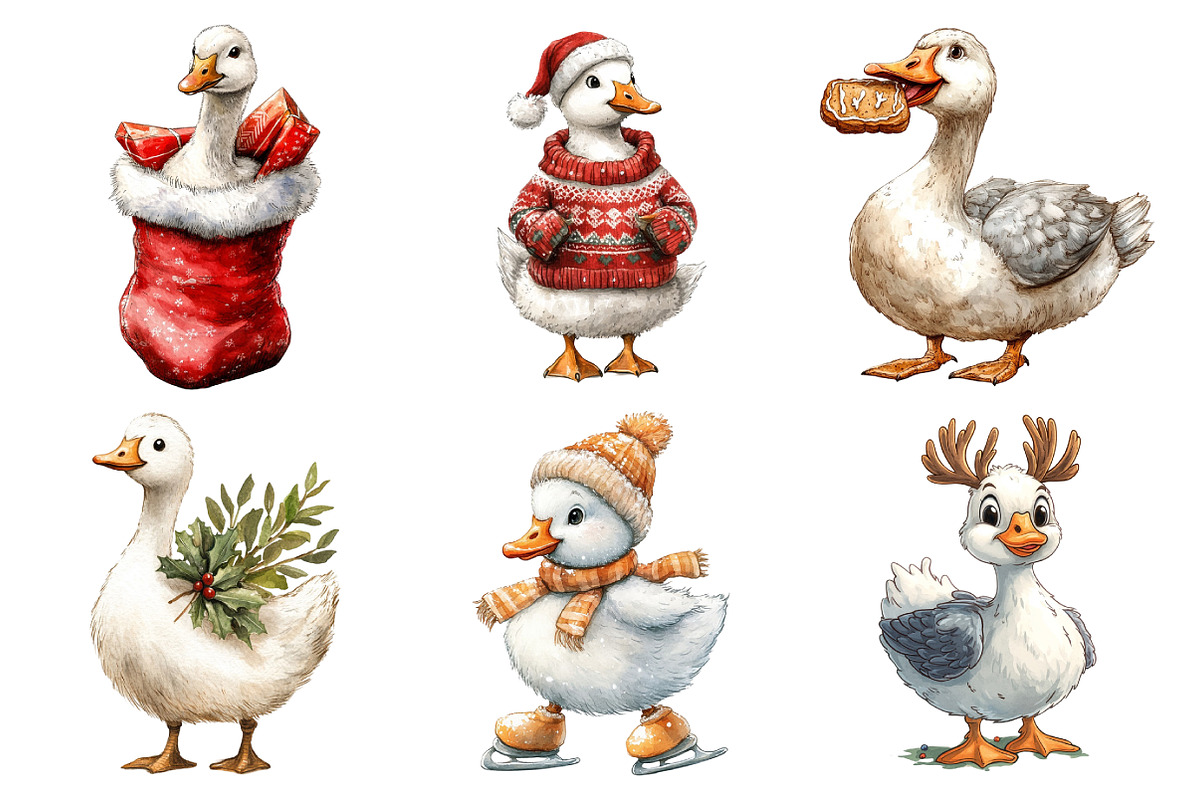 Christmas Silly Goose Clipart Bundle, an Illustration by Daily.Designs (Photo 5 of 5)