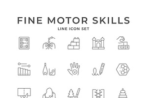 Set icons of fine motor skills, an Outline Icon by motorama