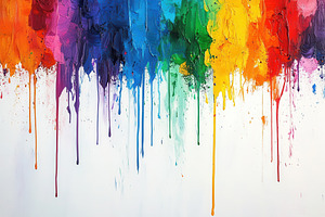 Vibrant Rainbow Paint Drips Abstract, a Photo by Pixeness Studio