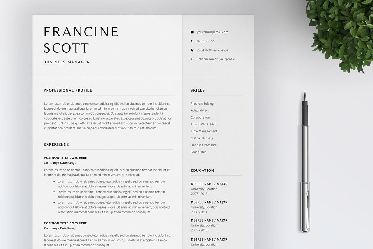 Resume Template / 4 Pages CV, a Resume Template by SalientResume