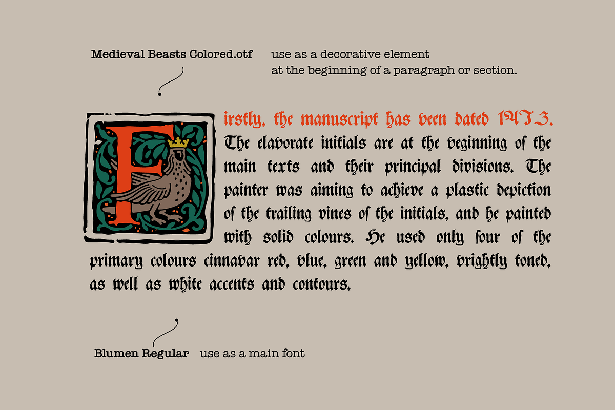 Medieval Beasts Initials, a Blackletter Font by kaer_shop (Photo 3 of 12)