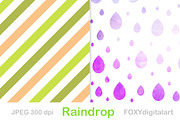 Rain drops digital paper watercolor, a Pattern Graphic by FOXYdigitalart (Thumbnail 2 of 6)