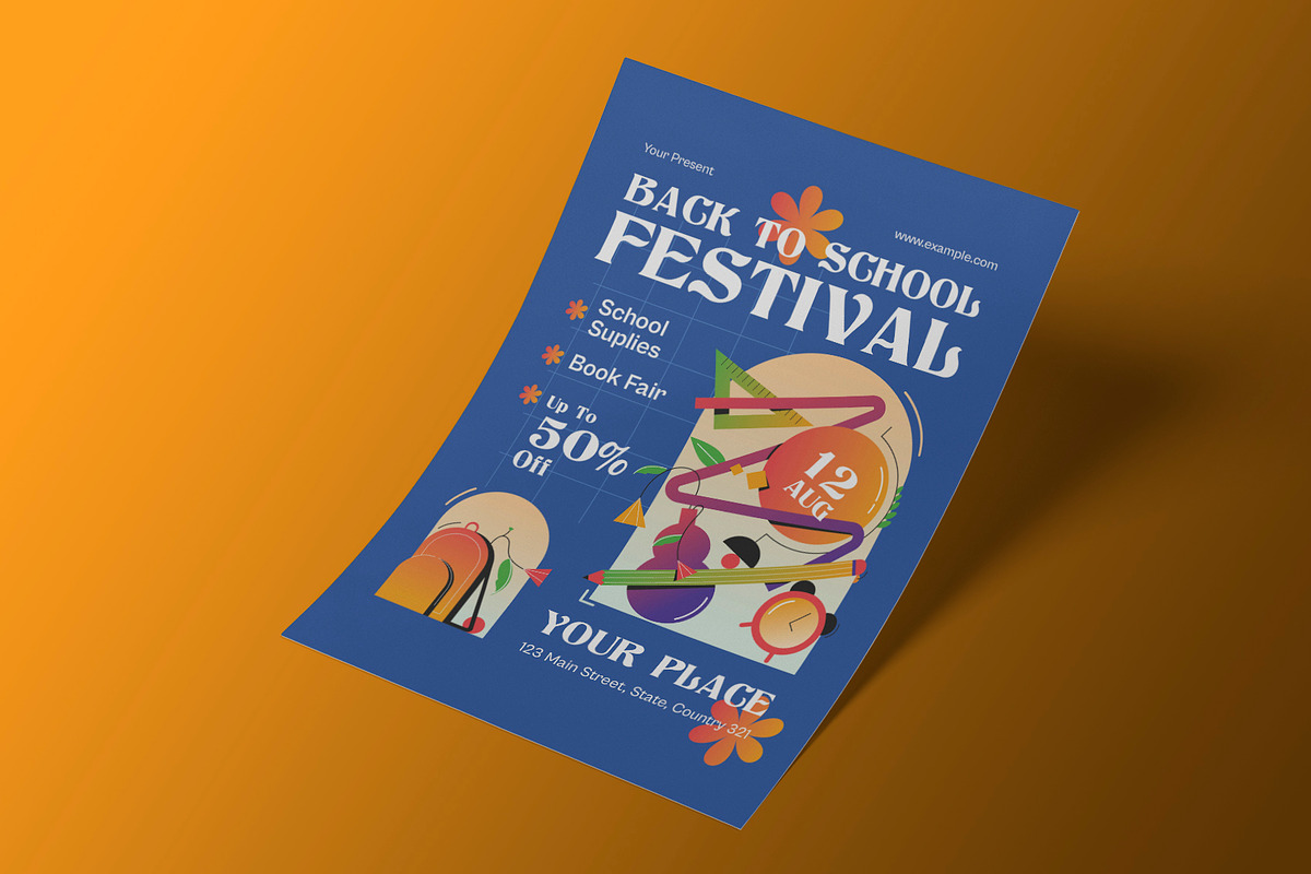 Blue Back to School Festival Flyer, a Flyer Template by Neermana (Photo 2 of 4)