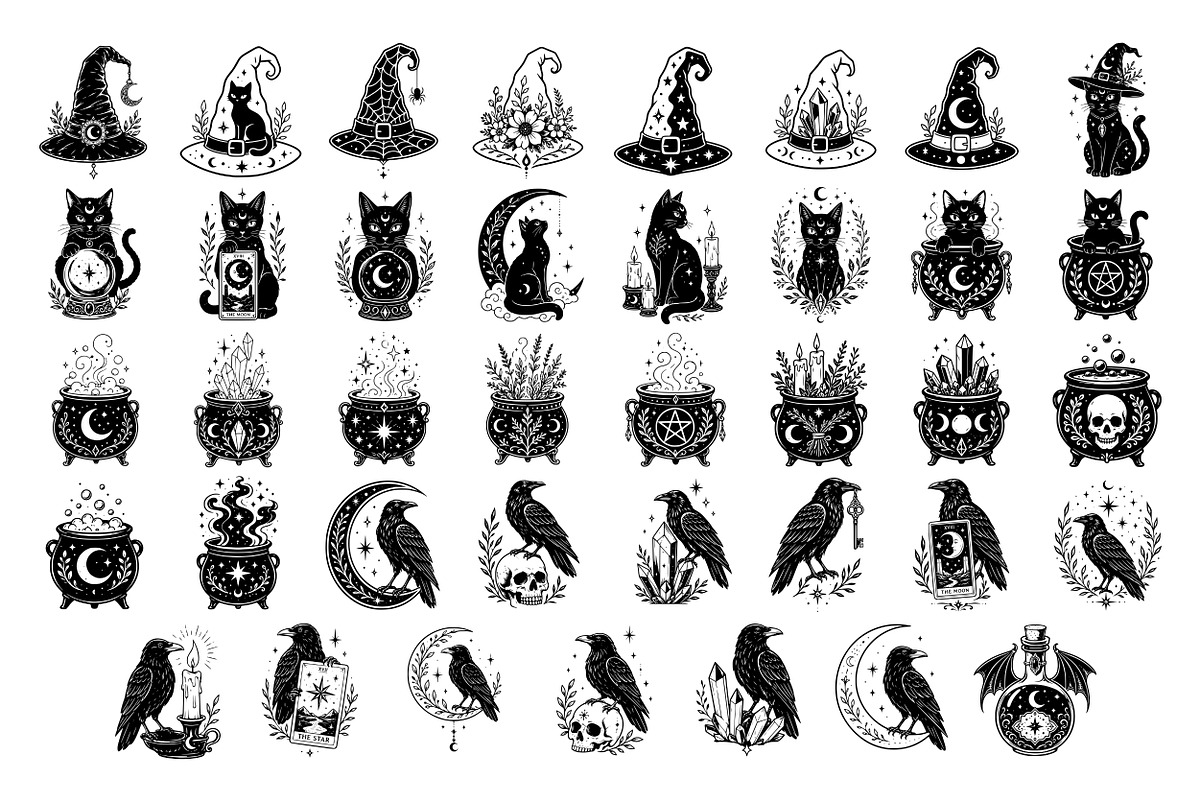 Celestial Witchcraft Line Art, a Decorative Illustration by DENIDigitalArtSudio (Photo 2 of 8)