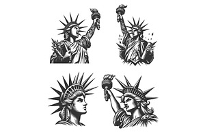 Statue of Liberty engraving set, an Object Illustration by AlexArt