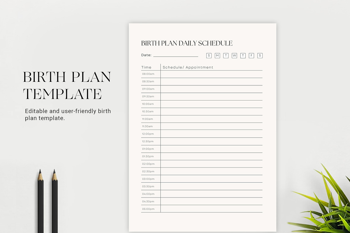 Simple Birth Plan Template, Editable, a Print Template by BrushstrokeArtGB (Photo 3 of 5)