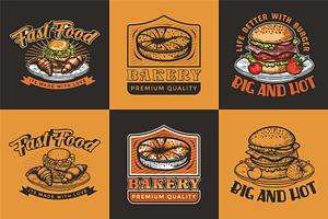 Restaurant or cafe logo set, a Branding & Logo Template by Billah Hub