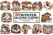 Vintage Winter Skating Clipart Set, an Object Graphic by Colorsfav (Thumbnail 1 of 7)