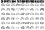 Turtle Line Art Illustration Bundle, an Illustration by Creativeshirt (Thumbnail 1 of 48)