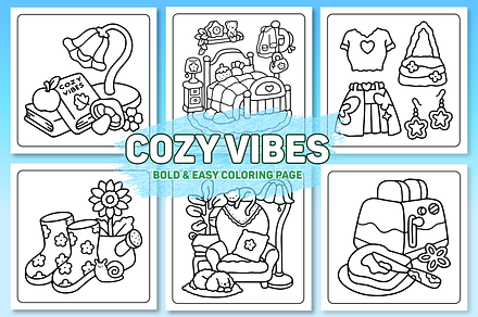 Cozy Vibes Coloring Page Vol- 01, a Decorative Illustration by Design Haven