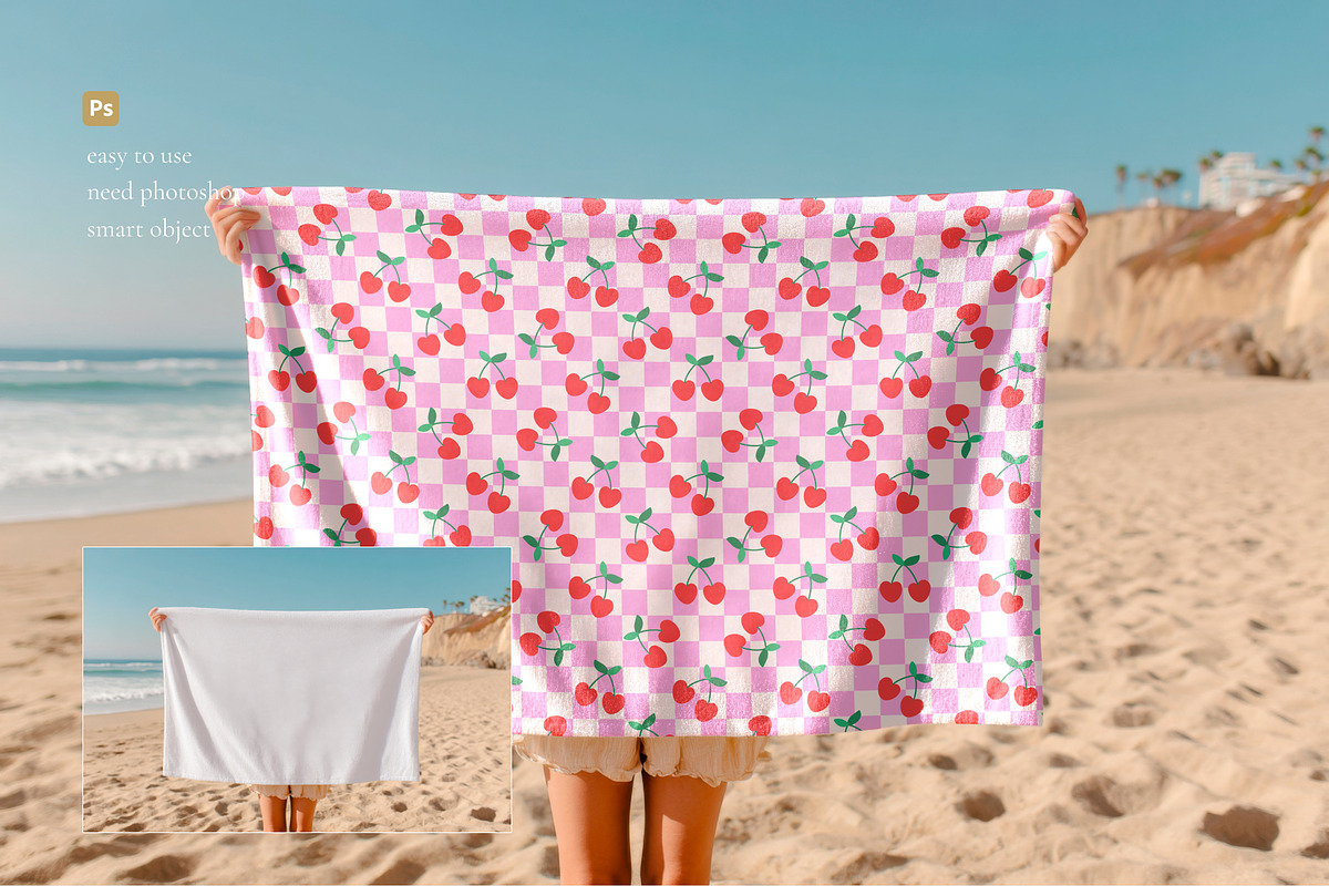 Beach Towel Mockup, a Household Mockup by Trissa (Photo 2 of 7)