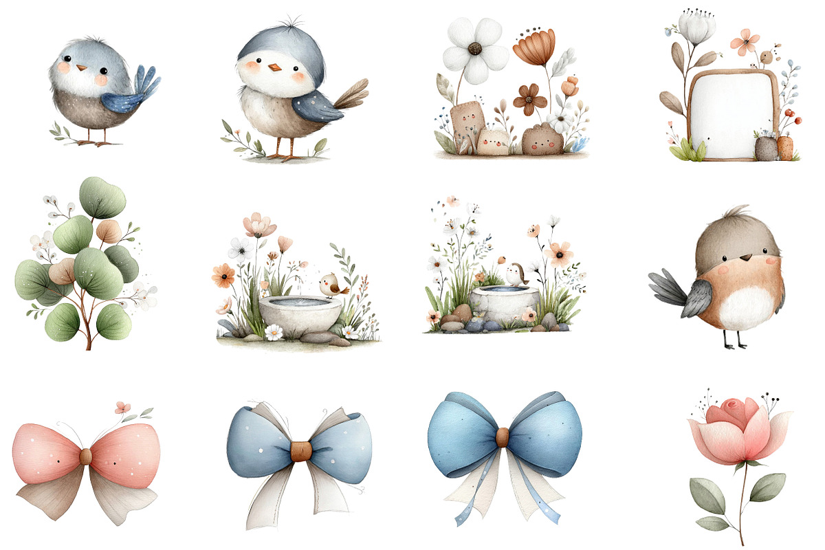 Watercolor Spring Nursery Clipart, an Illustration by Designworld (Photo 2 of 6)