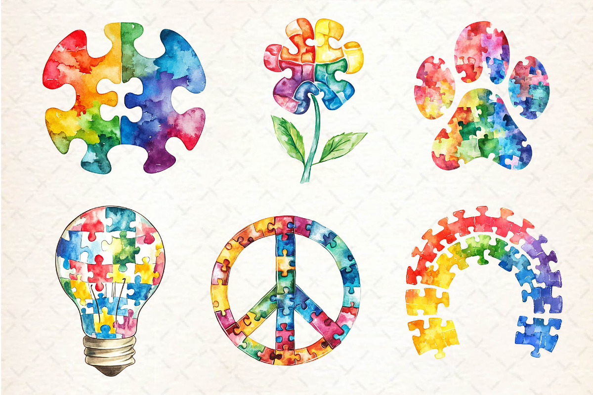 Watercolor Autism Awareness PNG, an Illustration by Dream Creation (Photo 5 of 5)