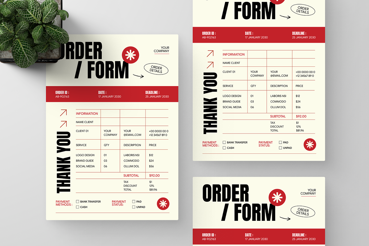 Cream Red Modern Purchase Order Form, a Flyer Template by Annora Studio (Photo 4 of 6)