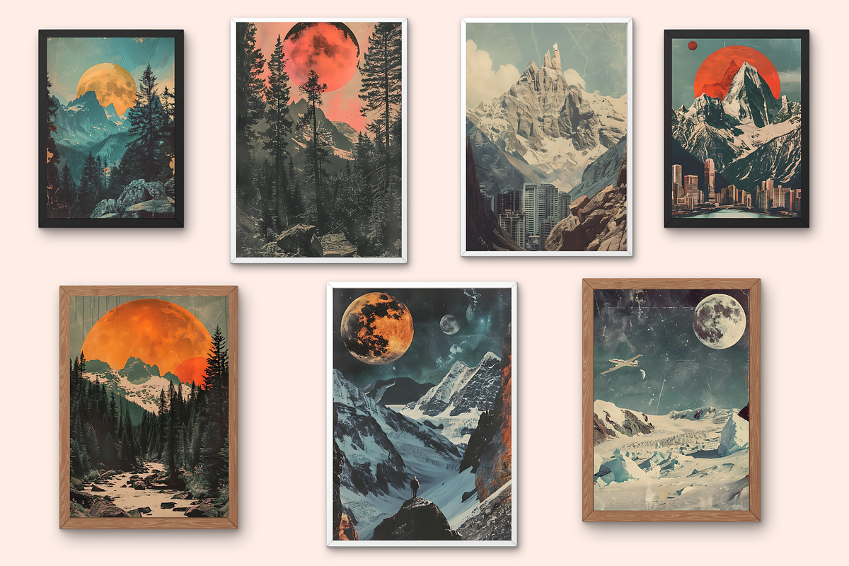 Retro Surreal Collage Posters, a Background Graphic by Amiraliya (Photo 6 of 9)