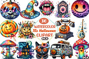 Groovy 70s Halloween Clipart, an Illustration by DreamCafeArt (Thumbnail 1 of 5)