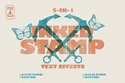 Inked Stamp Effect – 5 PSD Files, a Layer Style Add-On by Cursedesign (Thumbnail 1 of 6)