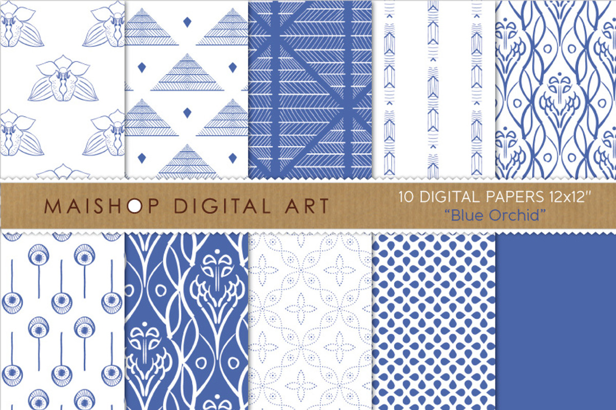 Digital Papers Blue Orchid