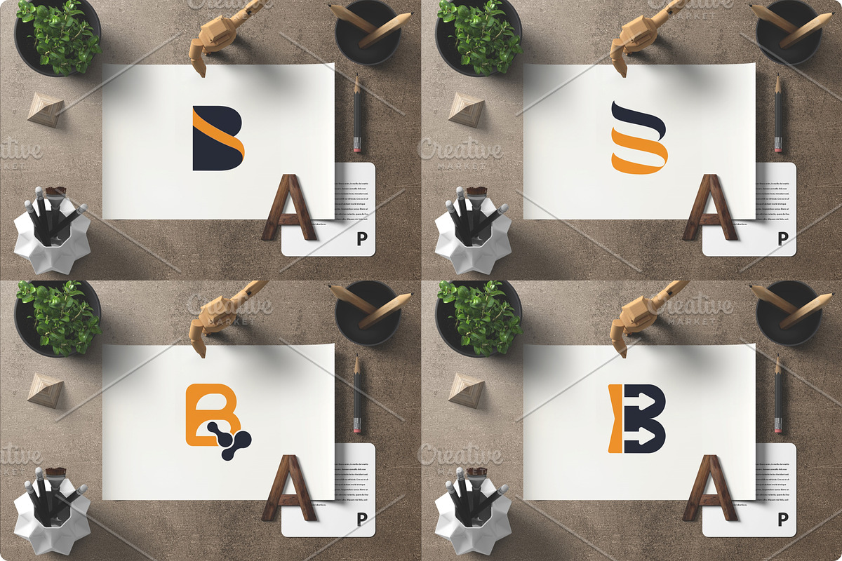 Versatile B Letter 4 Icons Set, a Branding & Logo Template by DesignBox (Photo 1 of 5)