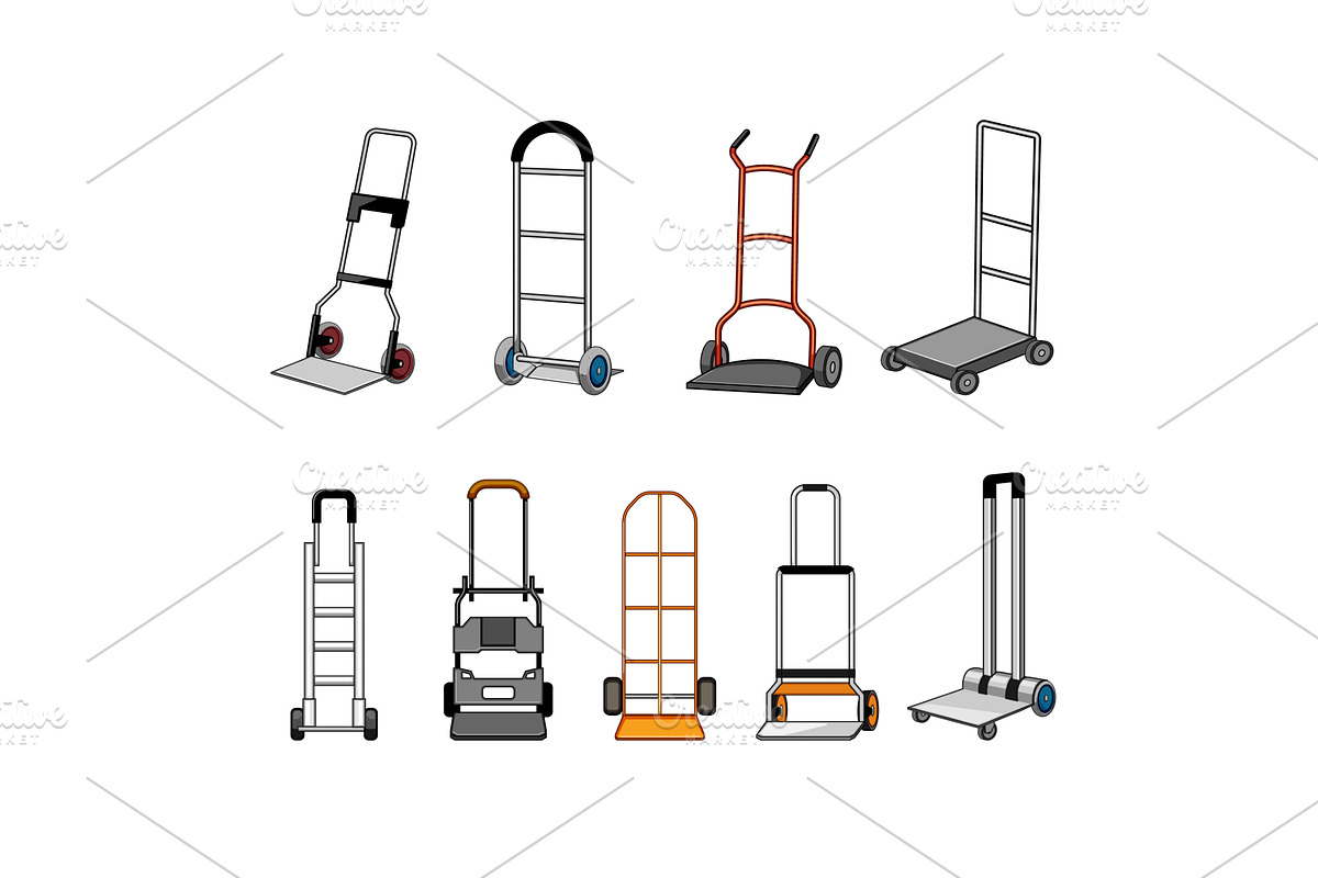 hand cart set cartoon vector, an Object Illustration by pikepicture