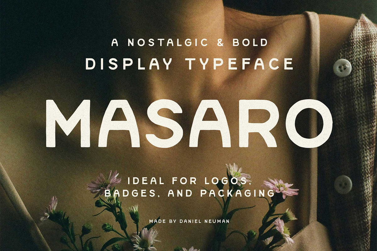 Masaro Nostalgic Display, a Sans Serif Font by Daniel Neuman (Photo 1 of 10)