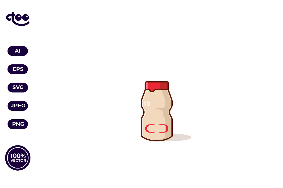 Simple Fermented Milk Drink Bottle, a Food Illustration by Satisfactoons (Photo 2 of 3)