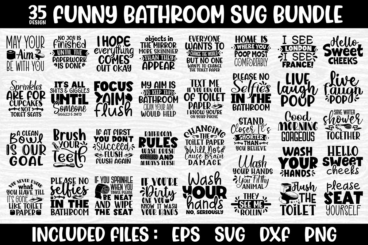 Funny Bathroom Bundle, a Decorative Illustration by Crafticy (Photo 1 of 3)