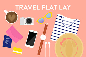 Vector Travel Flat Lay