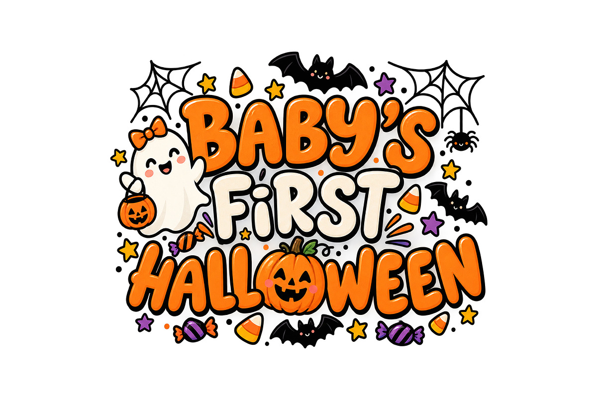 Baby's First Halloween CuteGhost PNG, an Object Graphic by Star Graphic Design (Photo 1 of 5)