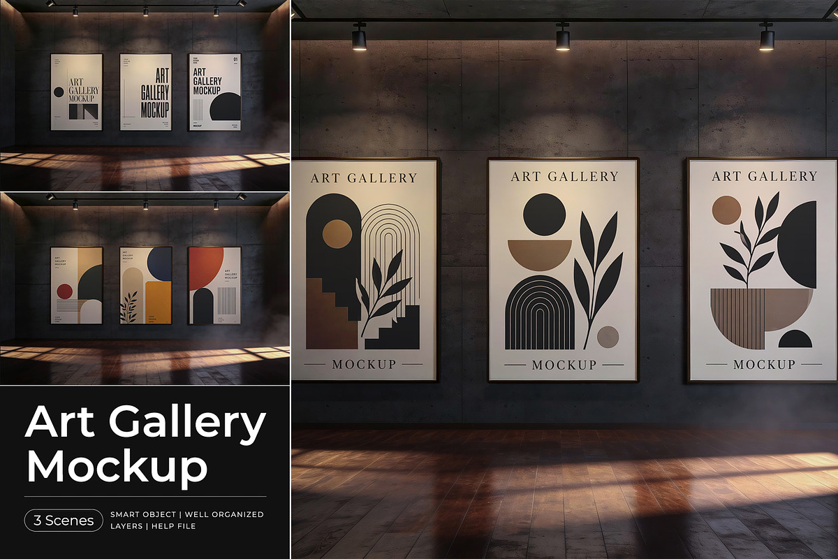 Art Gallery Mockup, an Advertising Mockup by Pitchlook.Studio (Photo 1 of 5)