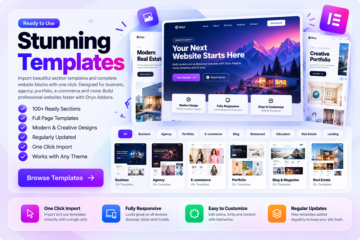 Onyx Elementor Addon WP Plugin/Theme, a WordPress Template by Akylbek Bissenkulov (Photo 6 of 15)