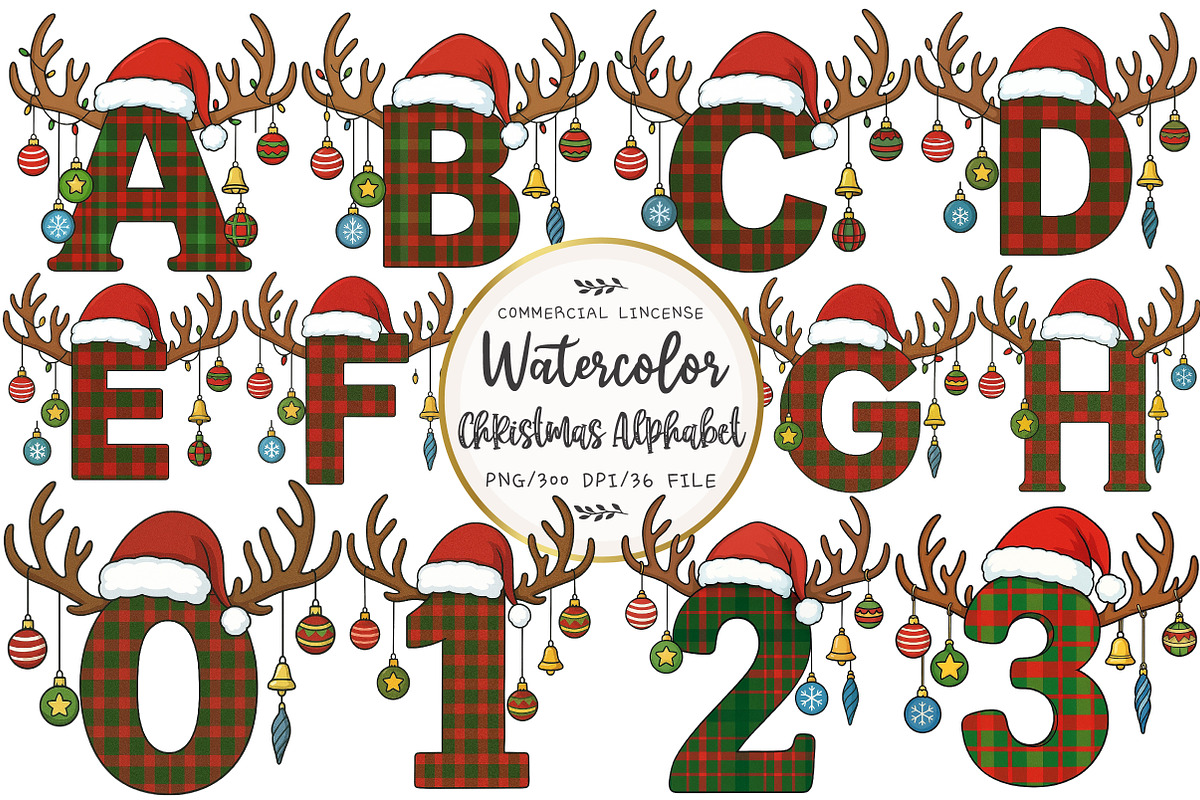 Watercolor Christmas Alphabet, an Illustration by OK Design (Photo 1 of 7)