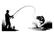 Fishing Silhouette Vector Bundle, an Illustration by hafijul (Thumbnail 48 of 51)