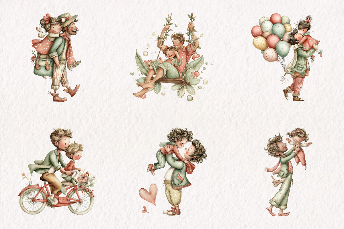 Whimsical Father and Child PNG Clipa, an Illustration by CreationArt (Photo 6 of 7)