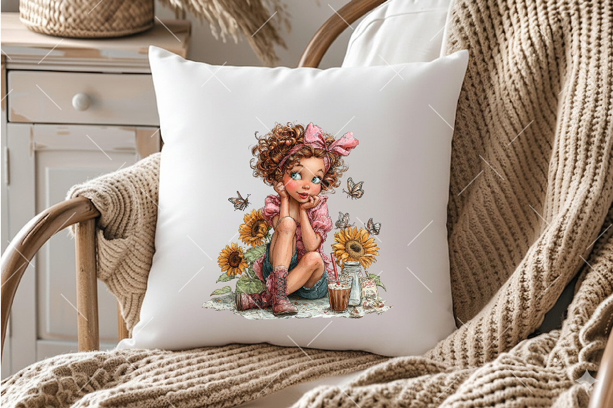 Whimsical Summer Coffee Girl Clipart, an Illustration by OK Design (Photo 4 of 6)
