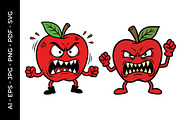 Angry cartoon apple illustration, a Food Illustration by nandinigraphics (Thumbnail 2 of 3)