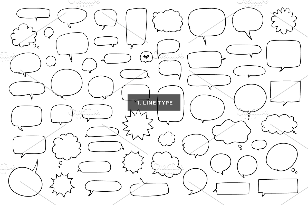 59x3 Freehand speech bubbles vector, an Object Graphic by Pinkbrush (Photo 2 of 6)