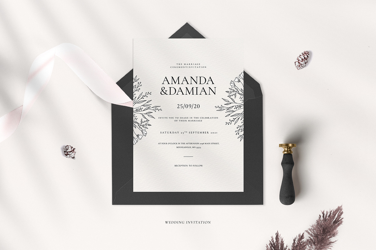 Minimal Sketch Floral Wedding Suite, an Invitation Template by Azka Creative (Photo 5 of 8)