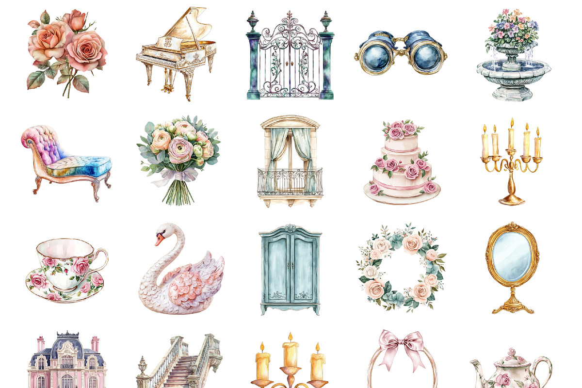 Watercolor Preppy French Feminine, an Illustration by Design Market (Photo 2 of 3)
