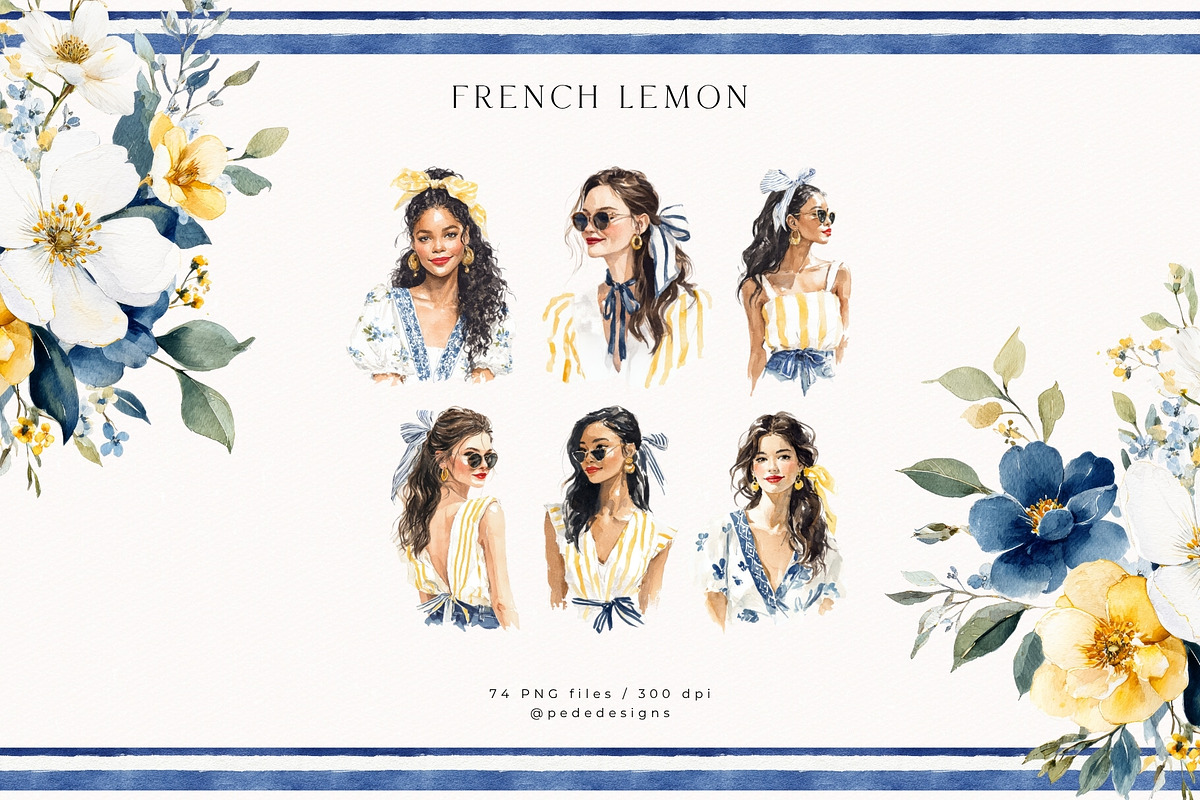French Lemon Collection, a Decorative Illustration by PeDe Designs