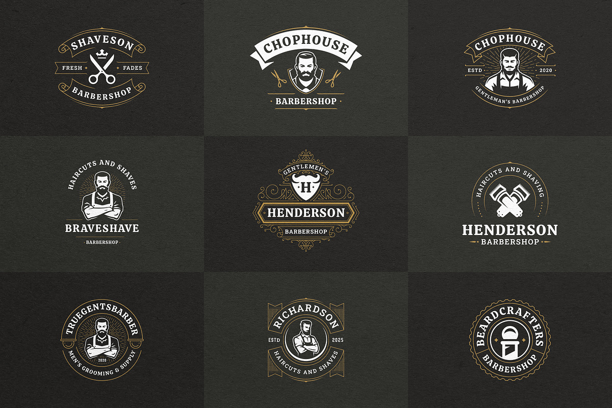 27 Barbershop Logotypes, a Branding & Logo Template by Vasya Kobelev (Photo 5 of 10)