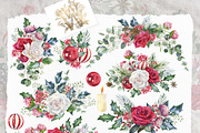 Watercolor floral Christmas pack, a Decorative Illustration by WonderWonder (Thumbnail 3 of 20)