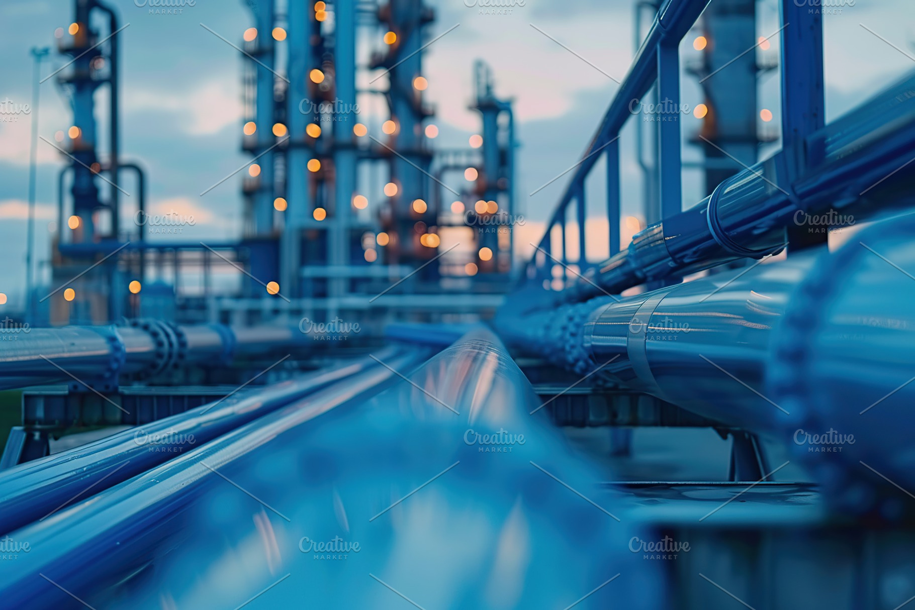 Oil and gas industry, modern pipelines in chemical production facility, an Industrial Photo by AlyaAnd