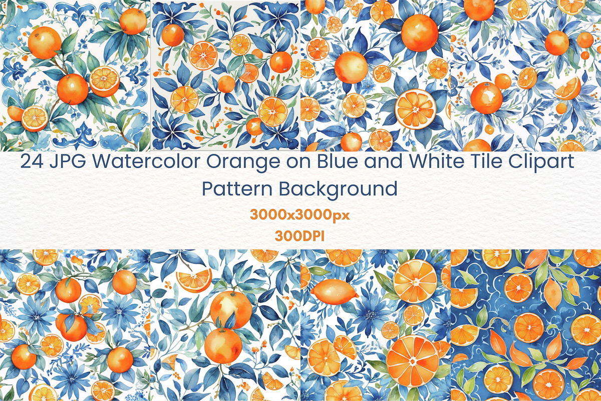 24JPG WATERCOLOR ORANGE ONWHITE BLUE, a Background Graphic by Vachira Digital Studio (Photo 3 of 3)
