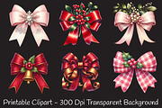 Coquette Christmas Bow Clipart, an Illustration by RobertsArt (Thumbnail 3 of 7)