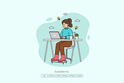 Freelance Woman Laptop Work, a Work Illustration by Partikusi Design (Thumbnail 2 of 3)