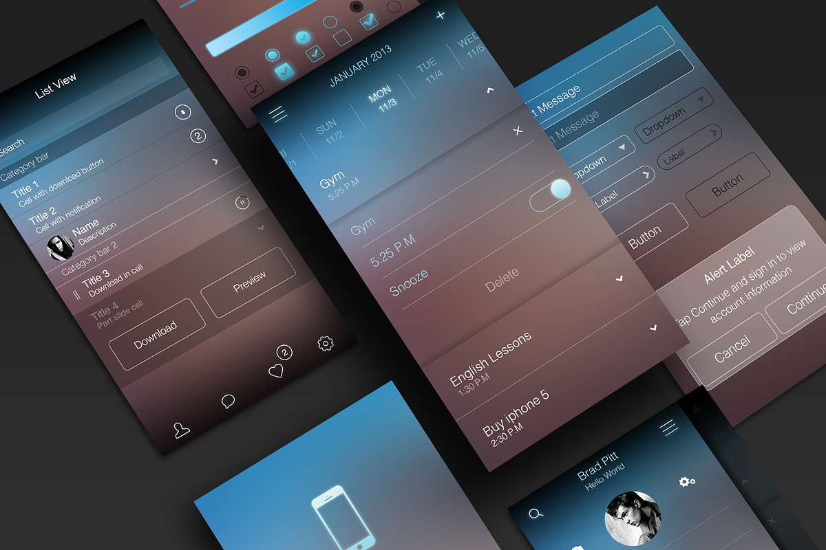 iOS Flat UI Set Vol. 4, an UI Kit Template by Yuriy Kondratkov